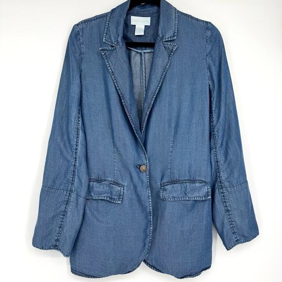 Soft Surroundings Tencel Denim‎ Jacket Blazer Lightweight Size S Blue - Picture 1 of 5